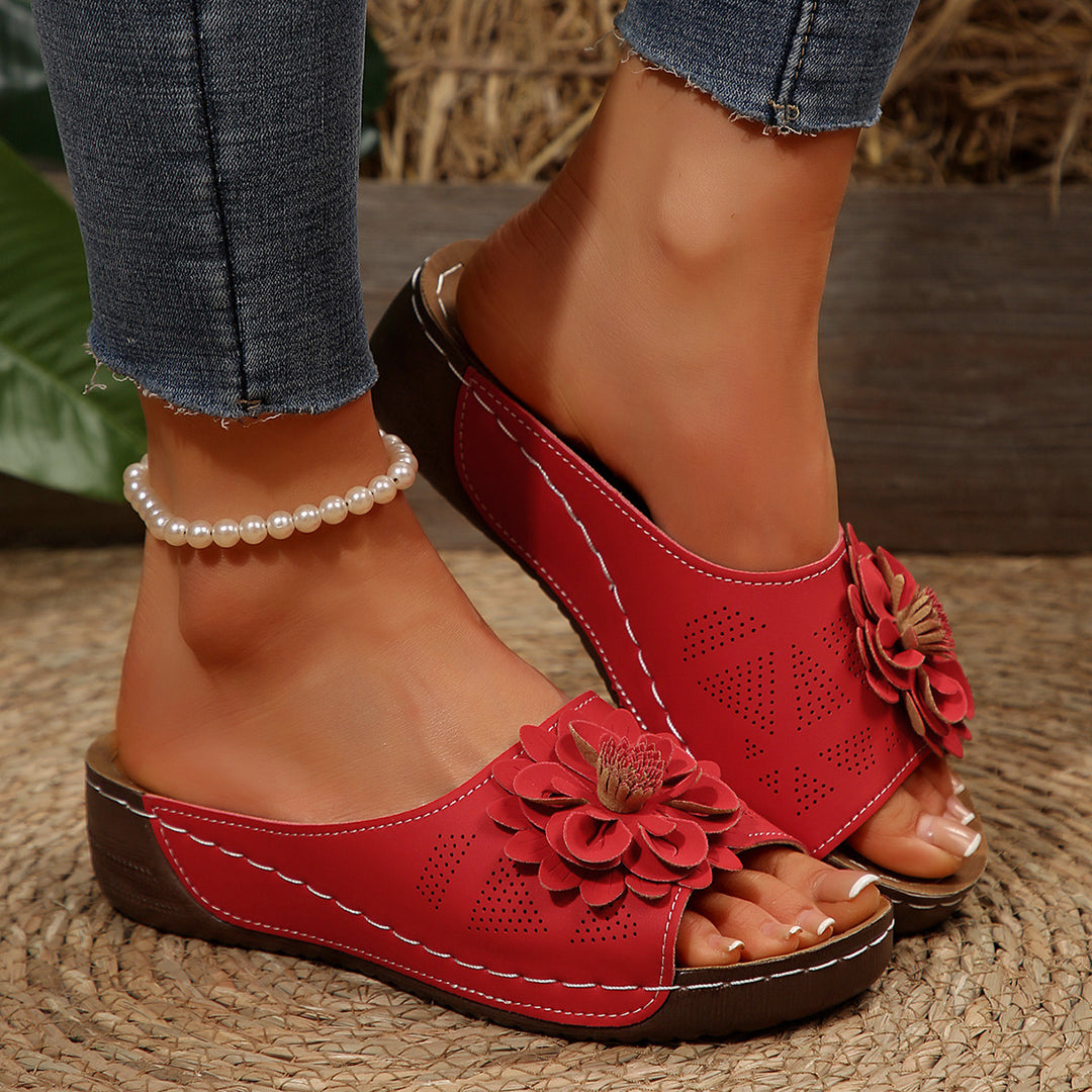 Women Shoes Spring Summer Floral Toe Baring Sandal Women Sandals - GLAMWEARS