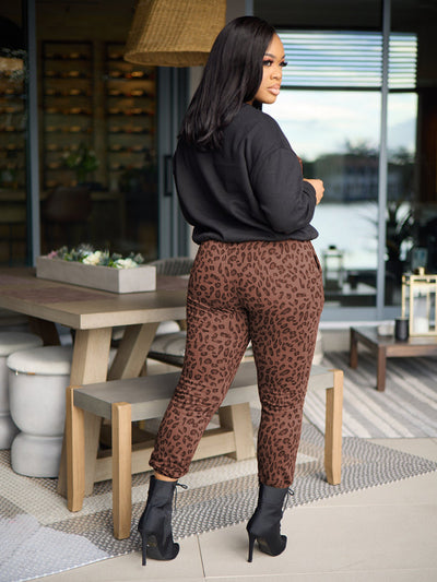 Plus Size Winter Women Clothing Leopard Print Long Sleeve Tight Suit