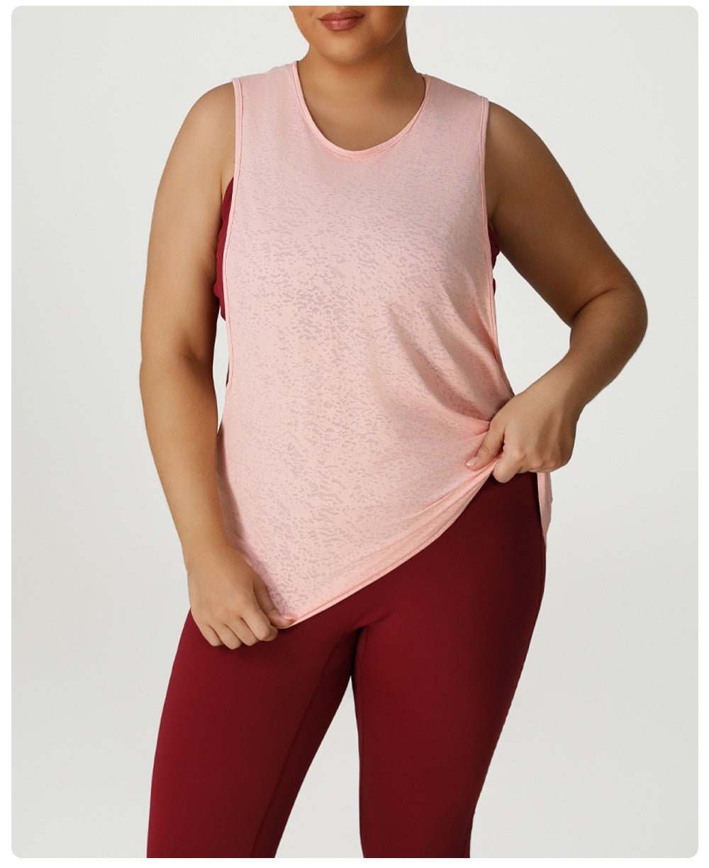 Plus Size Yoga Wear Vest Sports Yoga Wear Yoga Clothing Top Hip Covering Plump Girls Summer T shirt