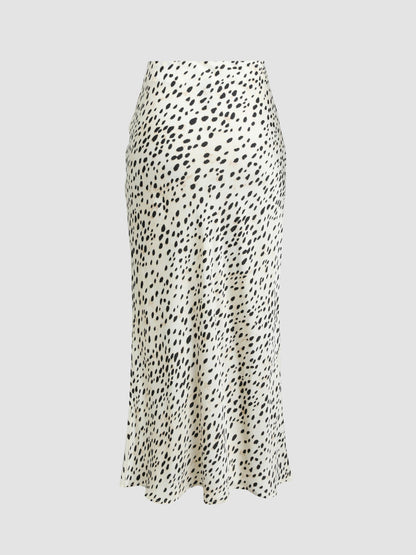 LEOPARD PRINT DRAWSTRING SPLIT MAXI SKIRT
