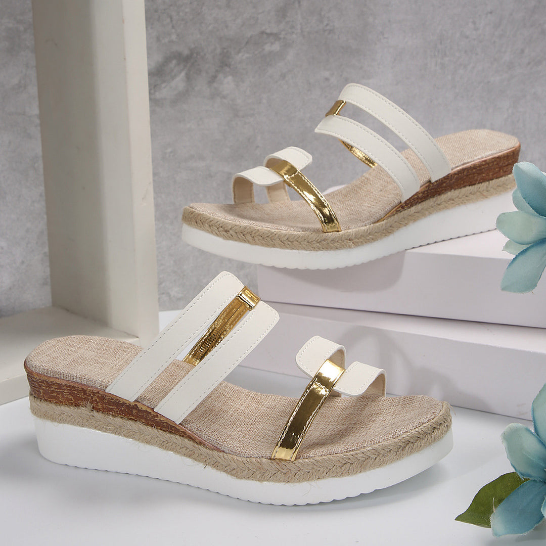 Women Sandals Summer Flat Wedge Peep Toe Casual Women Sandals - GLAMWEARS