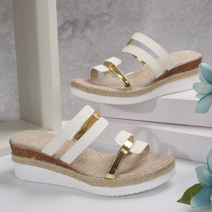 Women Sandals Summer Flat Wedge Peep Toe Casual Women Sandals