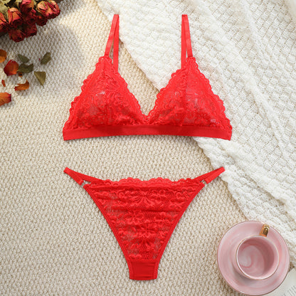 Lace Bra Set Sexy Lingerie Push up Girl Triangle Cup Comfortable Big Breasts Sexy Pajamas