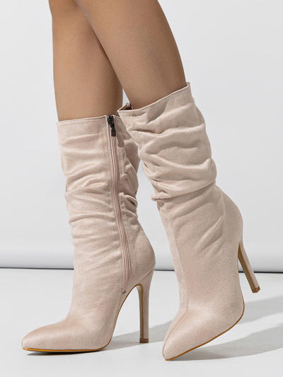 Booties Natural Wrinkle Fine Heel Pointed All Match Street plus Size