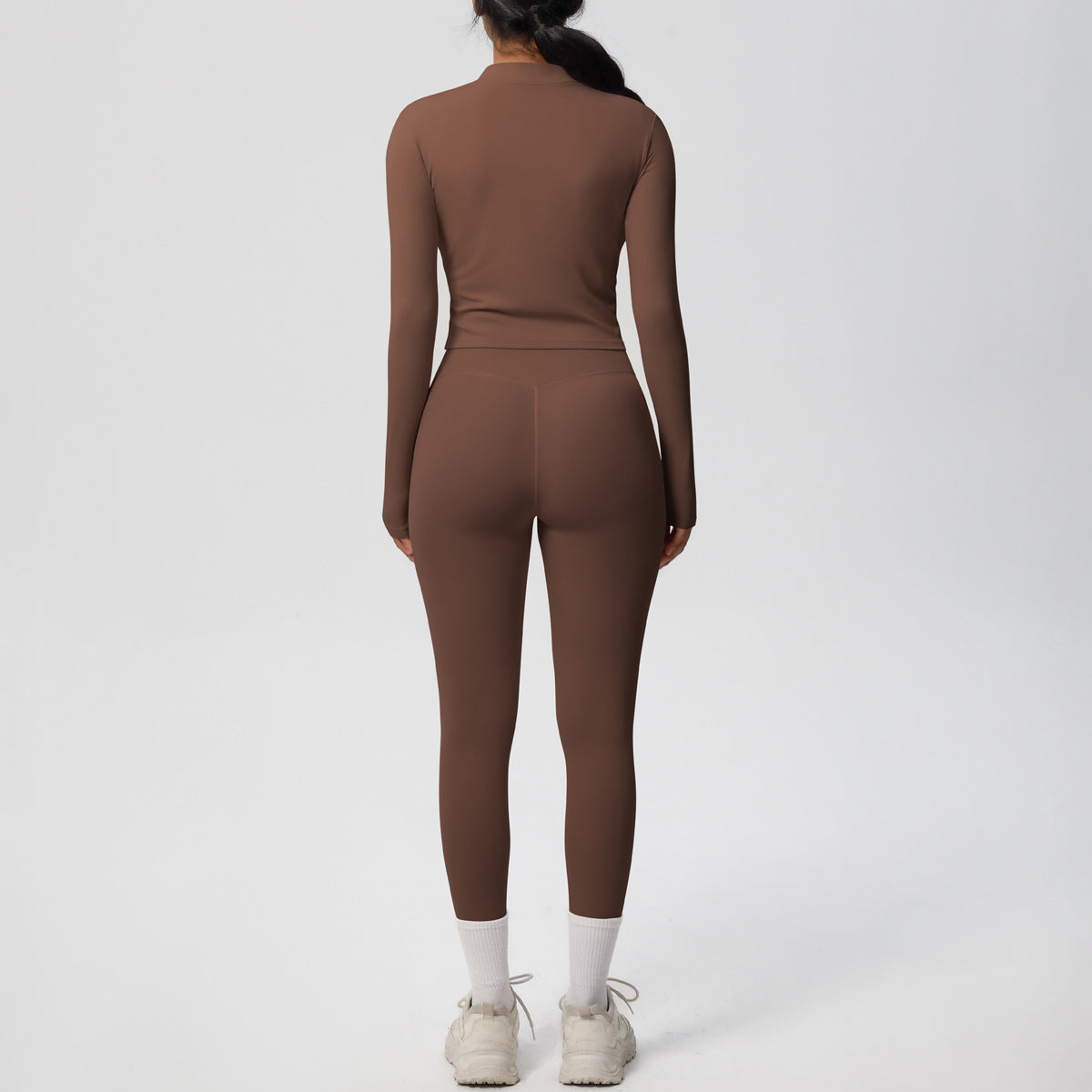 Skinny Yoga Pants High Waist Nude Feel Sports Zip Long Sleeve Coat Workout Clothes Hip Lifting Yoga Set