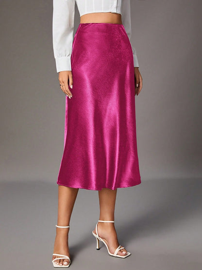 Women Clothing Brand Satin Satin Skirt High Sense Small Artificial Silk Skirt Women Skirt
