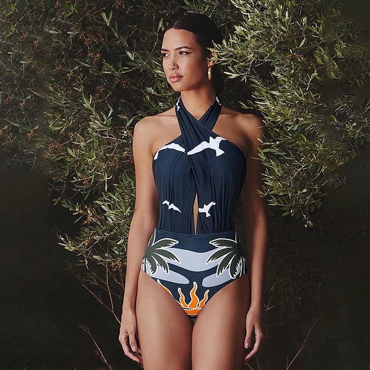 Halter Cut out Backless Sexy Swimsuit Women