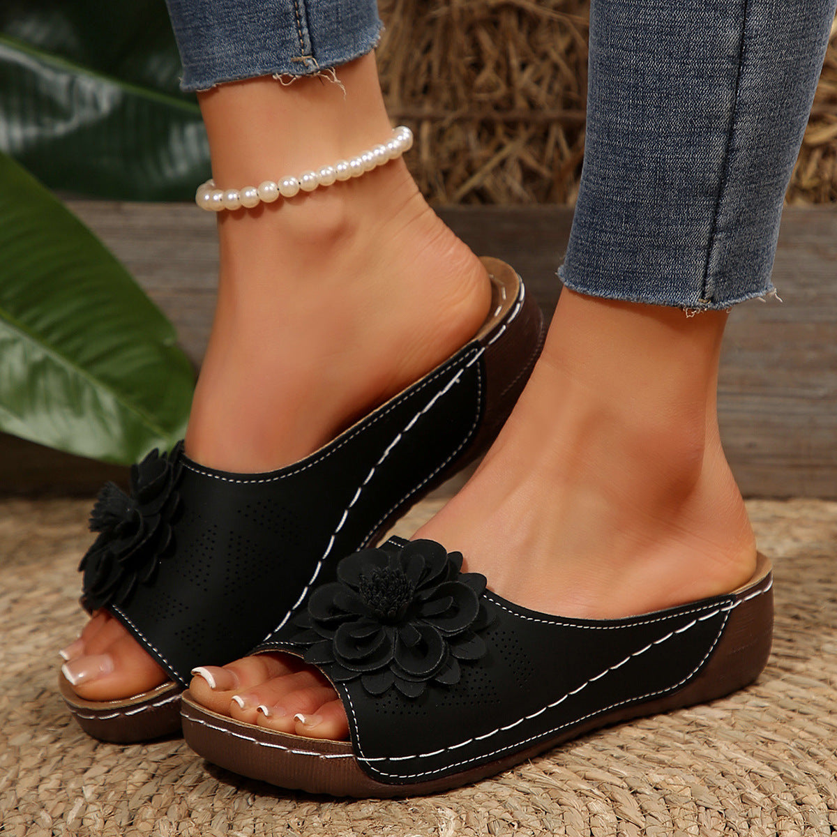 Women Shoes Spring Summer Floral Toe Baring Sandal Women Sandals
