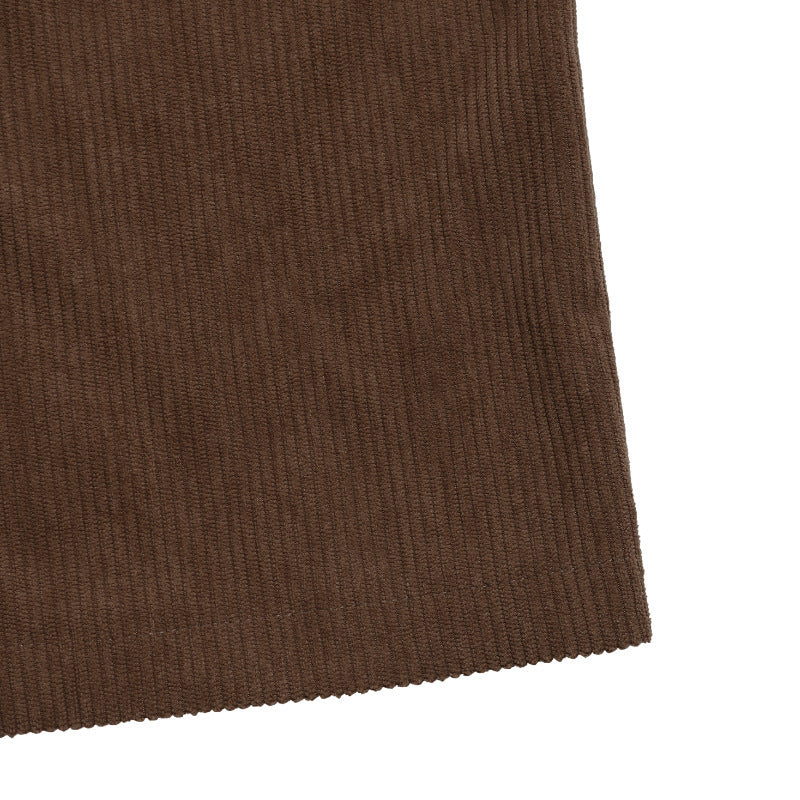 Retro Corduroy Skirt Autumn Winter Elegant Office Split Skirt Women