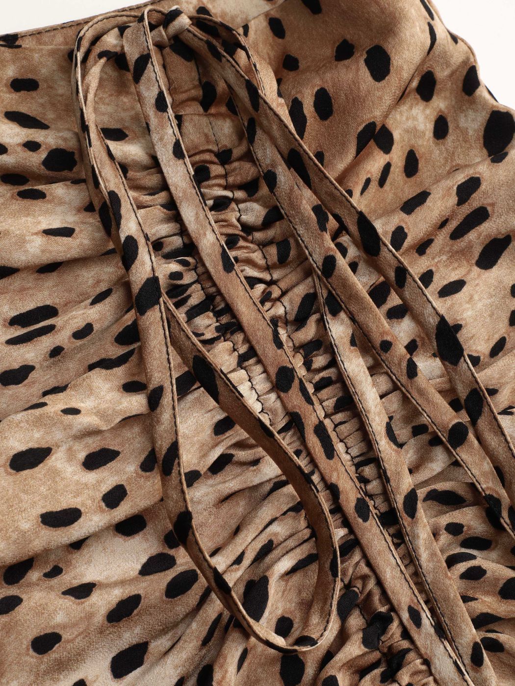 LEOPARD PRINT DRAWSTRING SPLIT MAXI SKIRT