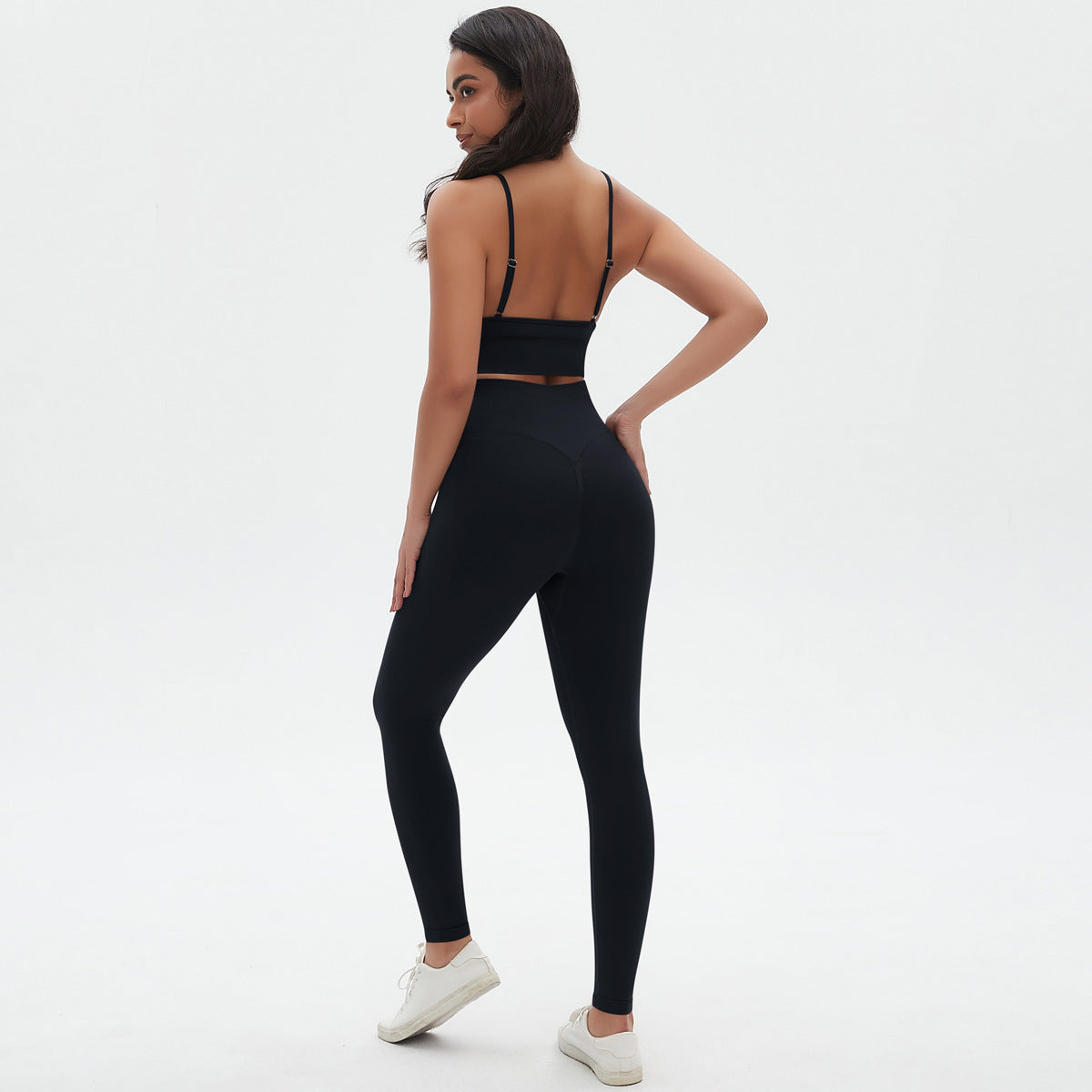 Knit Breathable Yoga Clothes Sexy Beauty Back Sports Bra High Waist Shaping Tights Fitness Suit