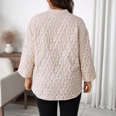Plus Size Spring Autumn Women Clothing Front Breasted Long Sleeve Shirt Top
