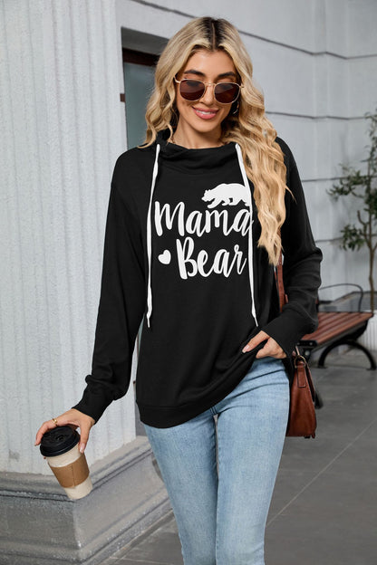 Autumn Winter Solid Color Printing Hooded Loose Long Sleeves Casual Sweatshirt Women