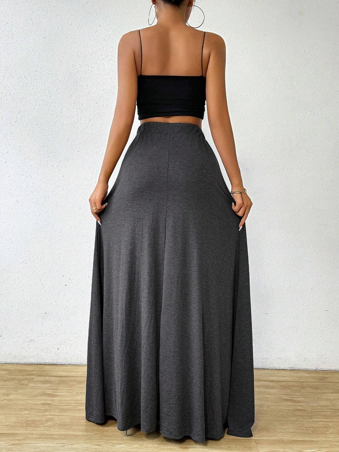 Women Clothing Fashionable Simple Skirt Autumn Winter High Waist Drooping Ankle Length Skirt