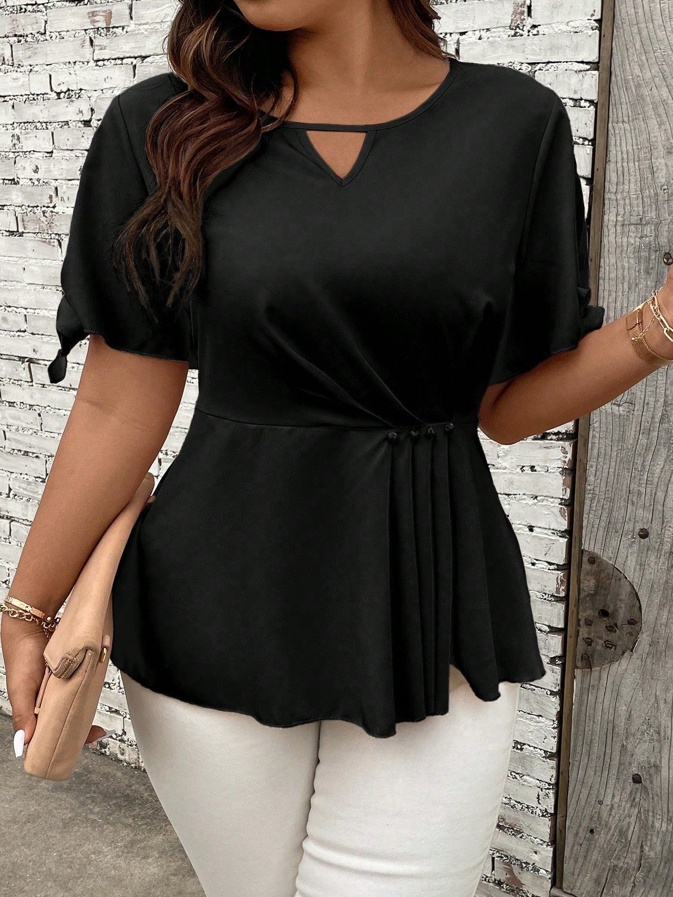 Summer Shein plus Size Women Simple Casual T shirt Waist Tight Slimming Sense Top