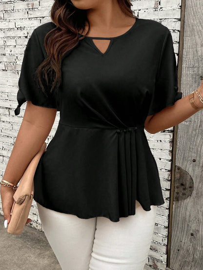 Summer Shein plus Size Women Simple Casual T shirt Waist Tight Slimming Sense Top