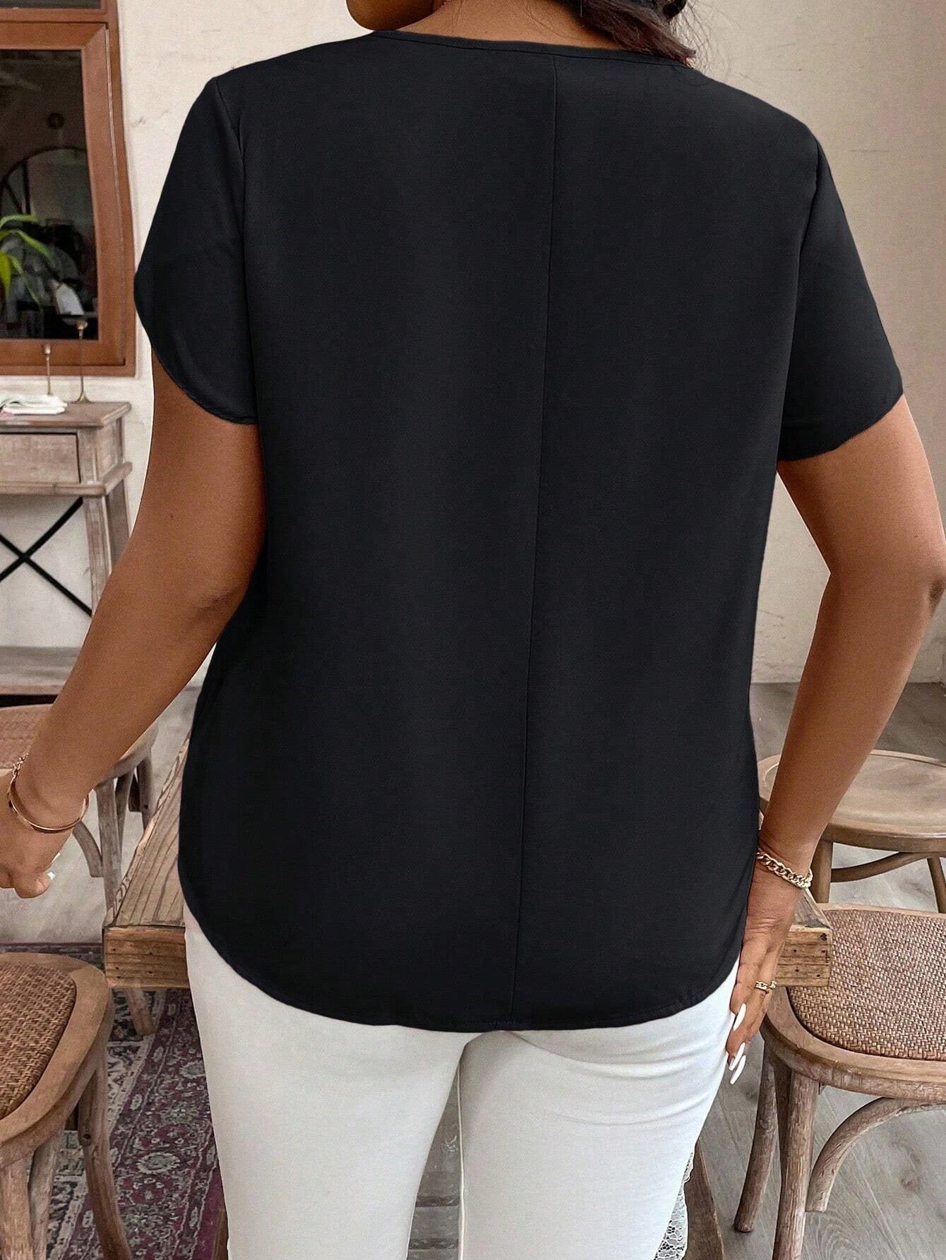 Summer Simplicity V neck T shirt Loose Casual Office Short Sleeve Top