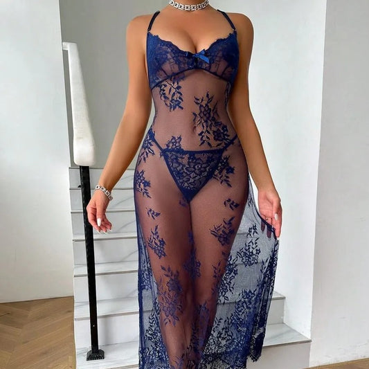 Supply Sexy Lingerie Sexy Mesh See through Embroidered Nightdress Sexy Lingerie Women