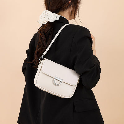 Genuine Leather Crossbody Bag Advanced Texture Spring Small Square Bag Retro Elegance All Matching Shoulder Bag Ladies