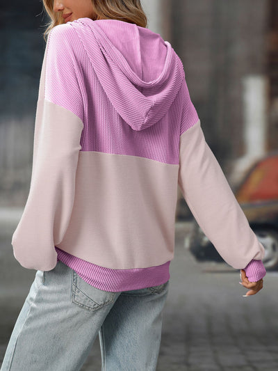 Pullover Women Clothing Autumn Winter Women Contrast Color Twist Strip Hooded Sweater