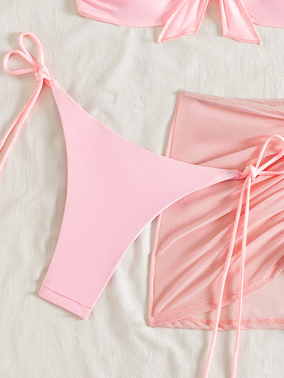 Three Piece Sets Bikini Gauze Skirt Swimsuit Women Bikini
