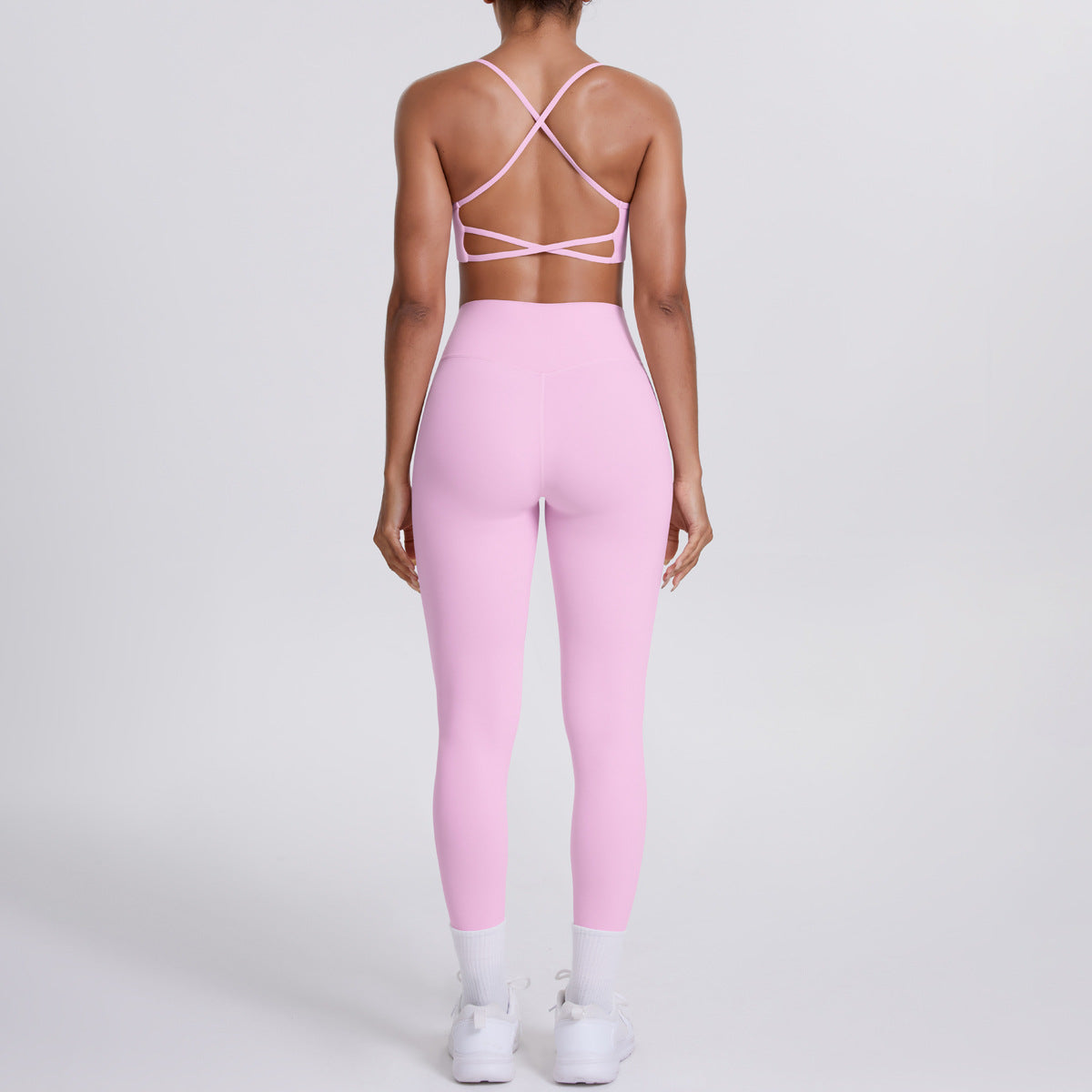 Nude Feel No Embarrassment Line Sports Trousers Sexy Shoulder Strap Beauty Back Running Fitness Pants Yoga Clothes Set