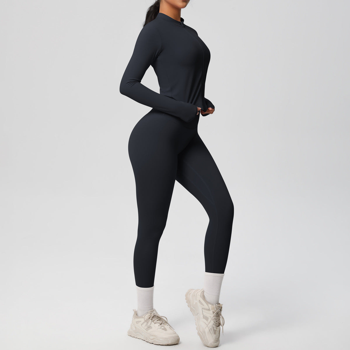 Skinny Yoga Pants High Waist Nude Feel Sports Zip Long Sleeve Coat Workout Clothes Hip Lifting Yoga Set