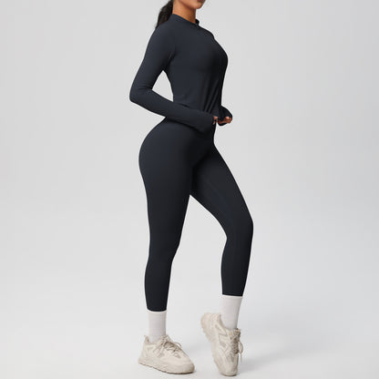 Skinny Yoga Pants High Waist Nude Feel Sports Zip Long Sleeve Coat Workout Clothes Hip Lifting Yoga Set