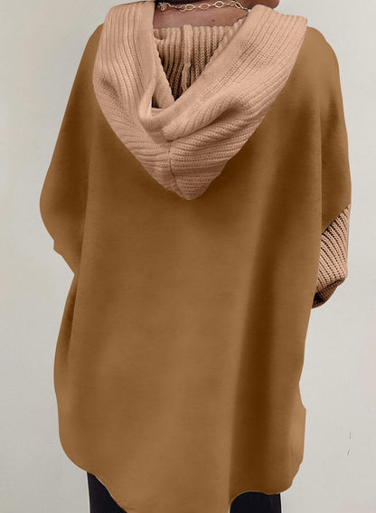 Fall Winter Women Clothing Sweater Patchwork Hoodie Casual Coat for Women