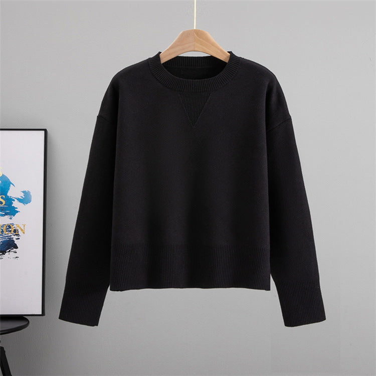 Solid Color Sweet Pullover Sweater