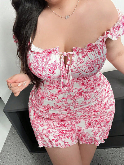 Plus Size Women Clothes Sexy Print Dress Spring Summer Tube Top Hip Dress