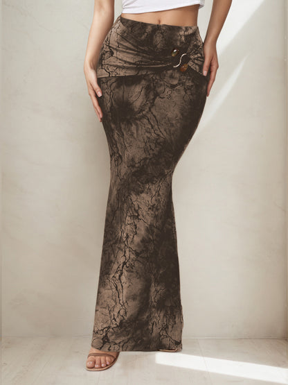 Retro Print Skirt Summer Niche Characteristic Sexy Slim Sheath Dress