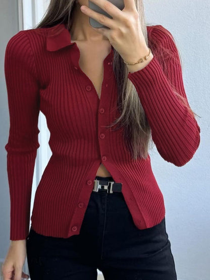 Casual Simple Solid Color Long Sleeved Shirt Woolen Women Clothing Autumn Winter