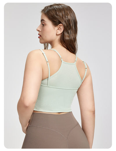 Square Collar plus Size Slip Top Adjustable Sleeveless Workout Top Fixed Cup Yoga Clothes Vest Outer Wear