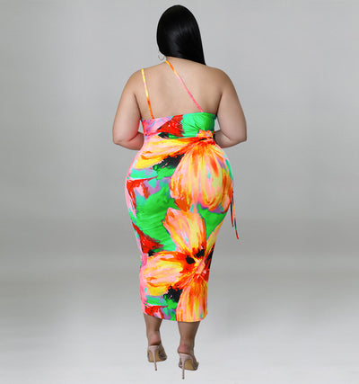 Plus Size Women Clothing Summer Sexy Sling Backless Dress