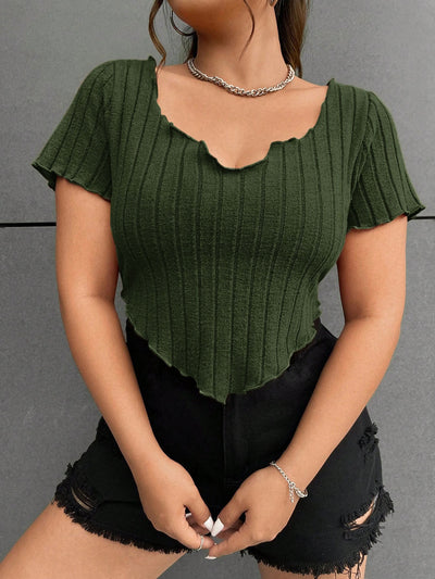 Plus Size Women All Match T shirt Summer Casual Office Slimming Top