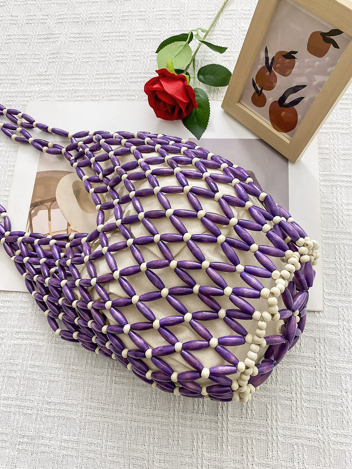 Summer All Matching Special Interest Design Handmade Beaded Weaving Hollow Out Cutout Beach Bag - GLAMWEARS