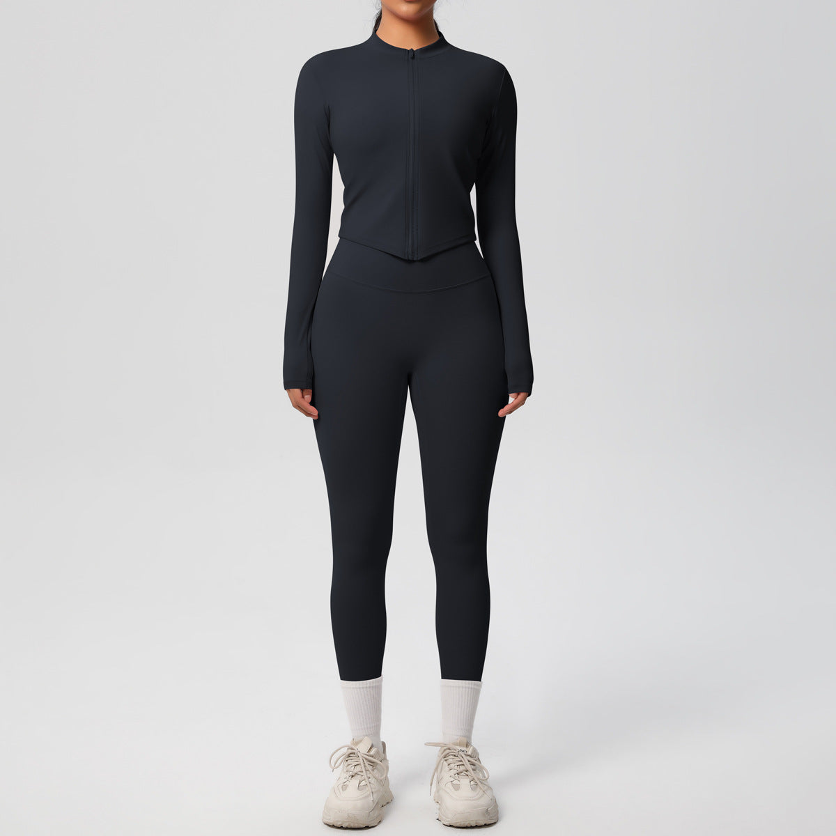 Skinny Yoga Pants High Waist Nude Feel Sports Zip Long Sleeve Coat Workout Clothes Hip Lifting Yoga Set