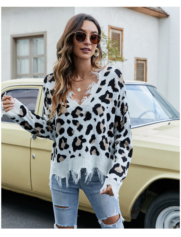 Pullover Women Loose Short V Neck Women Sweater Autumn Winter Tassel Knitwear - GLAMWEARS