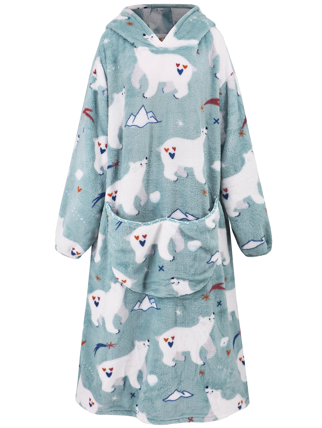 Thickened Pullover Coral Fleece Pajamas Hooded TV Blanket Outdoor Cold Proof Warm Nightgown Home Lazy Blanket