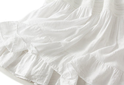 Lace Tiered Ruffle Skirt Women Spring Summer High Waist Drooping A line Pleated Umbrella Skirt Large Swing Dress