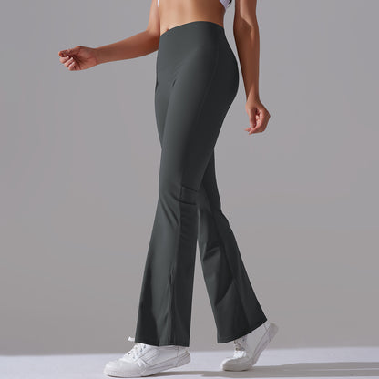 Classic Solid Color Bell Bottom Pants Yoga Pants Women Slim Fit Hip High Waist Elastic Training Wide Leg Pants Fitness Pants