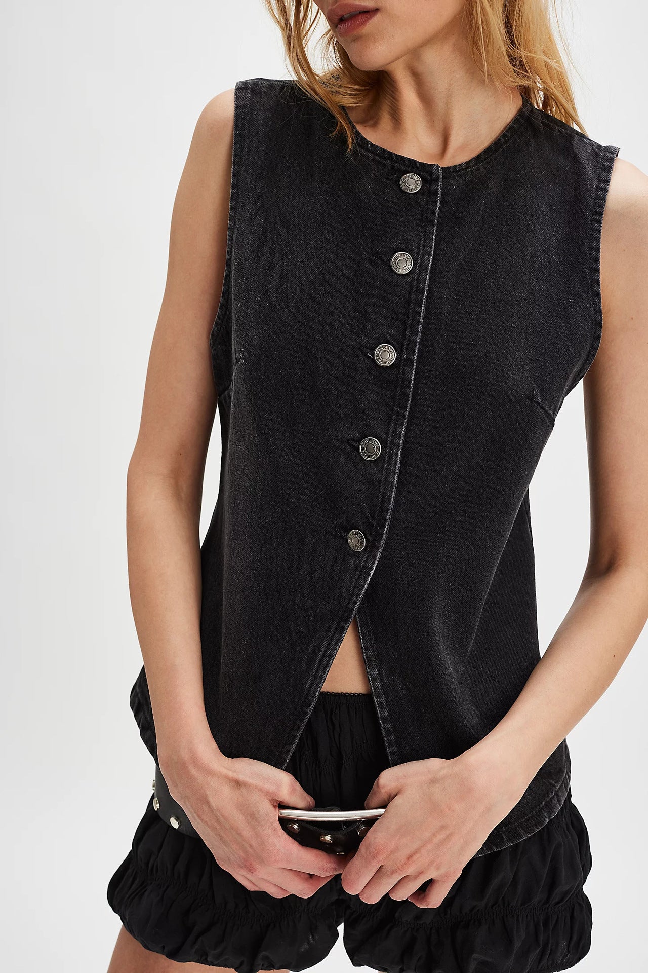 Casual Slim Fit Buttoned Women Clothing Denim Sleeveless Vest