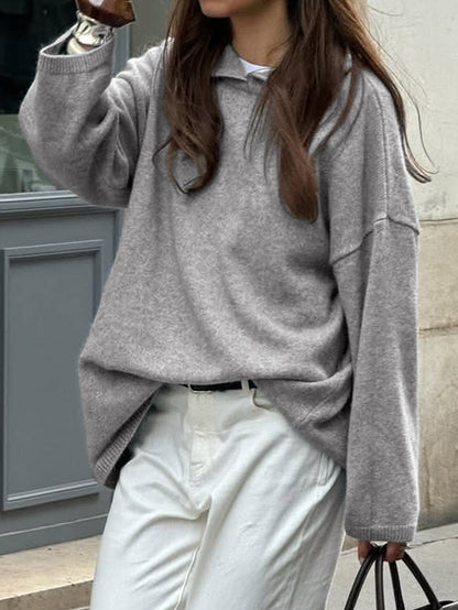 Casual Minimalist Long Sleeve Hooded Sweater Woolen