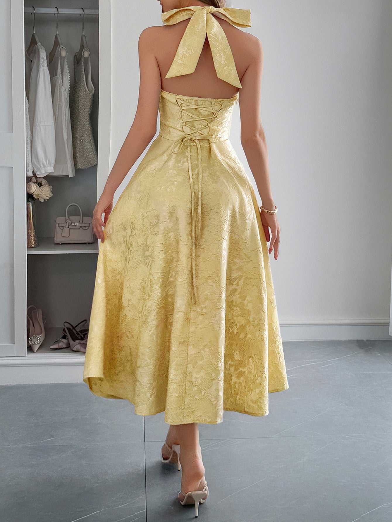 Elegant Elegant Halter Waist Maxi Dress Women Clothing Summer