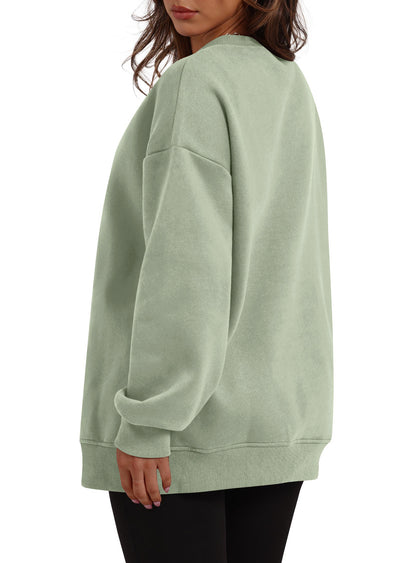 Autumn Winter Women round Neck Long Sleeved Sweatshirt Pullover Fleece Sweater