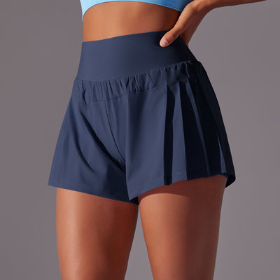 Cool Feeling Tennis Pants Waist Tight Slimming Leggings Running Fitness Pants Solid Color Skin Friendly Sports Yoga Shorts for Women