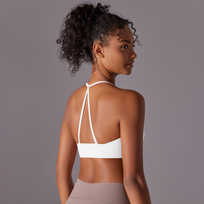 Nude Feel Halter Yoga Bra Women Triangle Beauty Back Exercise Vest Push up Sports Bra Yoga Clothing Top