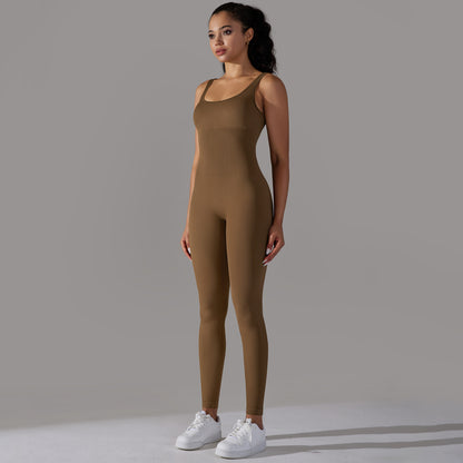 Spring Internet Seamless Thread Yoga Jumpsuit Dance Cinched Waist Slim Fit Sports Stretch Tight Jumpsuit
