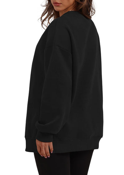 Autumn Winter Women round Neck Long Sleeved Sweatshirt Pullover Fleece Sweater